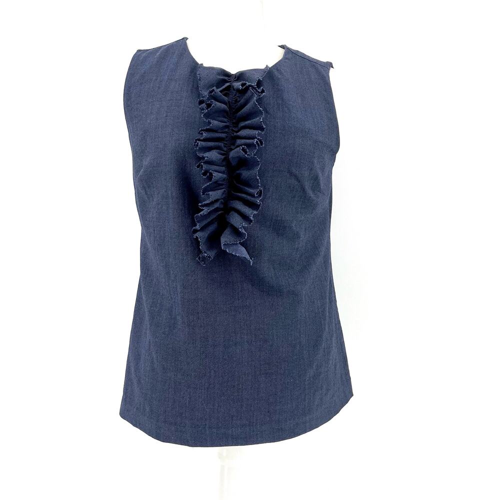 Banana Republic navy wool blend‎ ruffle sleeveless tunic (4)